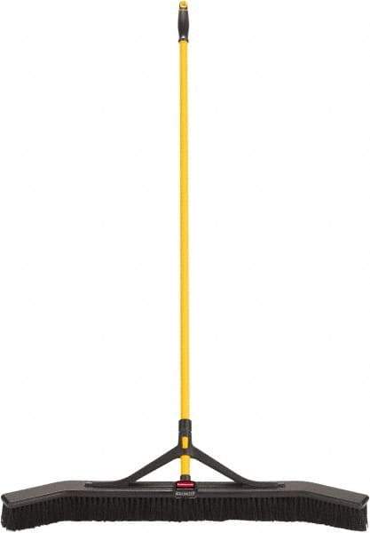 Rubbermaid - 36" Medium Duty Polypropylene Push Broom - 3" Bristle Length, Foam Block, Threaded Handle Connection, Handle Included - All Tool & Supply