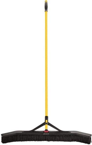 Rubbermaid - 36" Medium Duty Synthetic Push Broom - 3" Bristle Length, Foam Block, Threaded Handle Connection, Handle Included - All Tool & Supply