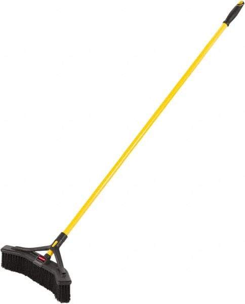 Rubbermaid - 18" Medium Duty Polypropylene Push Broom - 3" Bristle Length, Foam Block, Threaded Handle Connection, Handle Included - All Tool & Supply