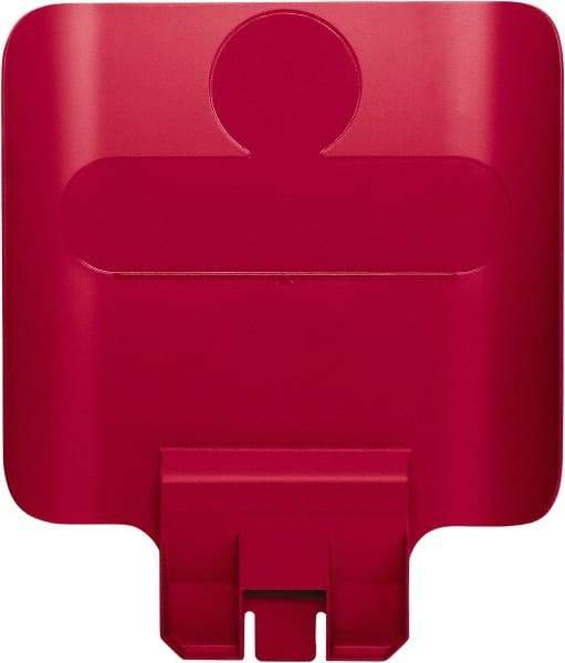 Rubbermaid - Square Lid for Use with 23 Gal Rectangular Recycle Containers - Red, Polypropylene, For Slim Jim Trash Cans - All Tool & Supply