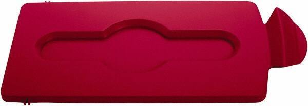 Rubbermaid - Rectangle Lid for Use with 23 Gal Rectangular Recycle Containers - Red, Polypropylene, For Slim Jim Trash Cans - All Tool & Supply