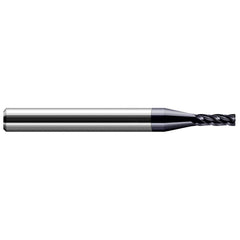 Corner Radius End Mill: 1/4″ Dia, 3/4″ LOC, 0.025″ Radius, 3 Flutes, Solid Carbide 2-1/2″ OAL, 1/4″ Shank Dia, 30 ° Helix, AlTiN Coated, Corner Radius End, Centercutting