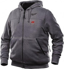 Milwaukee Tool - Size 2XL Heated Sweatshirt - Gray, Polyester, Zipper Closure, 45 to 48" Chest - All Tool & Supply