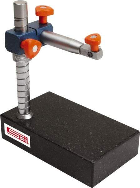 SPI - Granite, Rectangular Base, Comparator Gage Stand - 12" High, 12" Base Length x 8" Base Width x 2" Base Height, Includes Holder - All Tool & Supply