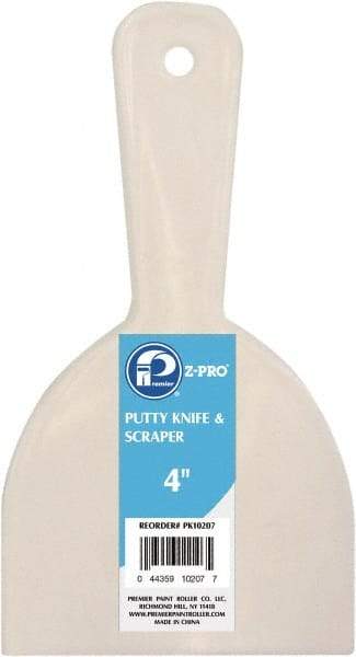 Premier Paint Roller - Stiff Plastic Beveled Scraper - 4" Blade Width x 3-1/2" Blade Length, 3-1/2" Long Straight Plastic Handle - All Tool & Supply