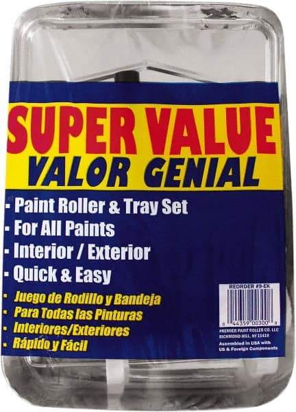 Premier Paint Roller - 3/8" Nap, Wall Paint Roller Set - 10" Wide, Steel Frame, Includes Paint Tray, Roller Cover & Frame - All Tool & Supply