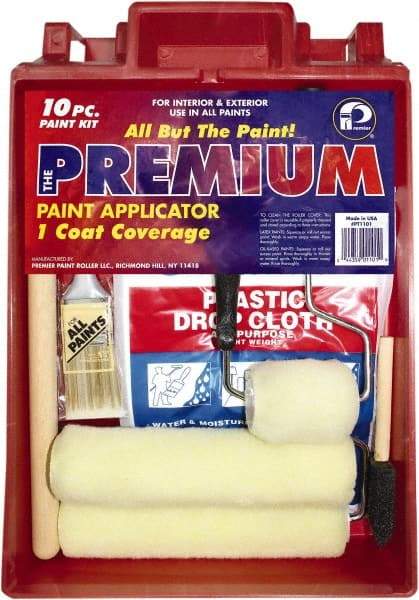 Premier Paint Roller - 1/2" Nap, Wall Paint Roller Set - 10" Wide, Steel Frame, Includes Paint Tray, Roller Cover & Frame - All Tool & Supply