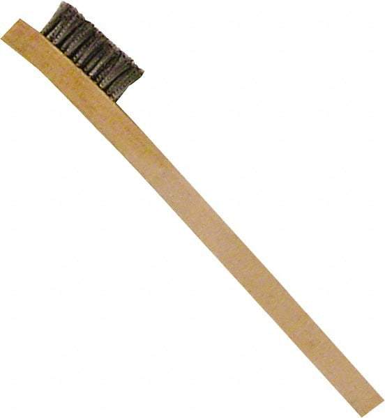 Premier Paint Roller - Stainless Steel Surface Preparation Wire Brush - 1/2" Bristle Length, 1/2" Wide, 8" OAL, Wood Block, Straight Wood Handle - All Tool & Supply