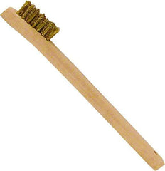 Premier Paint Roller - Brass Surface Preparation Wire Brush - 1/2" Bristle Length, 1/2" Wide, 8" OAL, Wood Block, Straight Wood Handle - All Tool & Supply