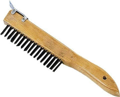 Premier Paint Roller - Steel Surface Preparation Wire Brush - 1" Bristle Length, 1" Wide, 10" OAL, Wood Block, Tapered Wood Handle - All Tool & Supply