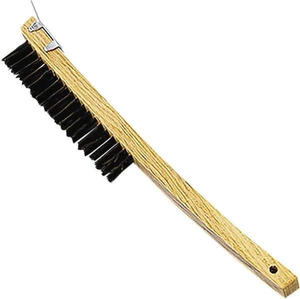 Premier Paint Roller - Steel Surface Preparation Wire Brush - 1" Bristle Length, 1" Wide, 14" OAL, Wood Block, Long Wood Handle - All Tool & Supply