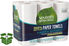 Seventh Generation - Perforated Roll of 2 Ply White Paper Towels - 11" Wide, No Added Dyes or Fragrances, 100% Recycled - All Tool & Supply