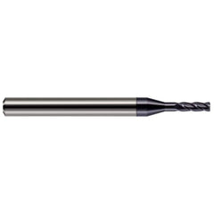 Corner Radius End Mill: 0.062″ Dia, 0.186″ LOC, 0.02″ Radius, 4 Flutes, Solid Carbide 1-1/2″ OAL, 1″ Shank Dia, Helix, AlTiN Coated, Corner Radius End, Centercutting