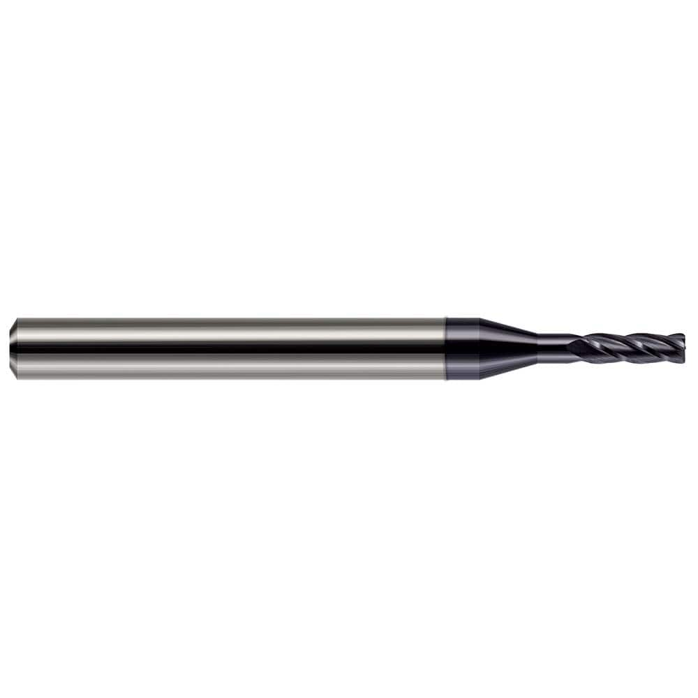 Corner Radius End Mill: 0.093″ Dia, 0.279″ LOC, 0.02″ Radius, 4 Flutes, Solid Carbide 1-1/2″ OAL, 1″ Shank Dia, Helix, AlTiN Coated, Corner Radius End, Centercutting