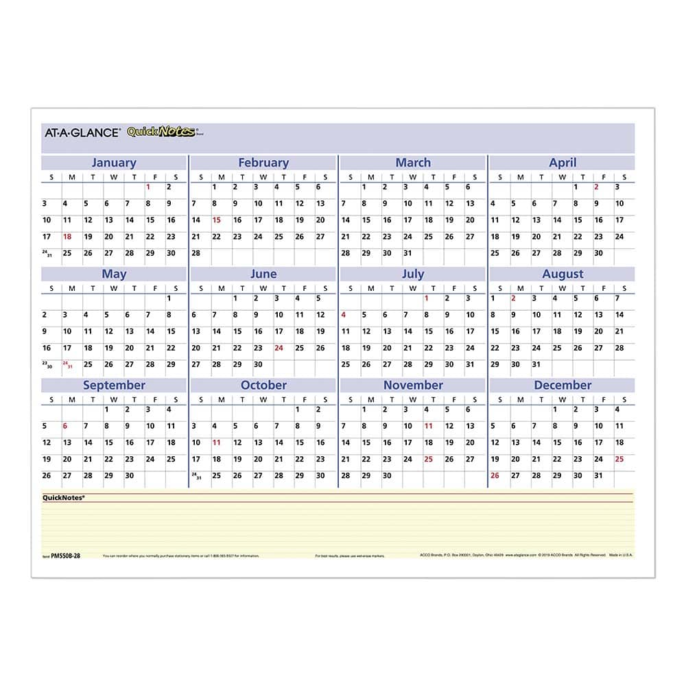 AT-A-GLANCE - Note Pads, Writing Pads & Notebooks Writing Pads & Notebook Type: Wall Calendar Size: 16 x 12 - All Tool & Supply