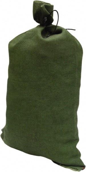 Made in USA - 14" Long x 26" High Sand Bag - Olive Green Polyproplene, For Spill Containment - All Tool & Supply