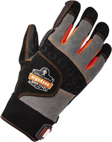 Ergodyne - Size 2XL (11) Polyester Blend Work Gloves - Palm & Fingers Coated, Hook & Loop Cuff, Full Fingered, Black, Paired - All Tool & Supply