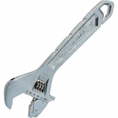 Stanley - 1-1/4" Jaw Capacity, 10" Ratcheting Adjustable Wrench - Steel, Chrome Finish, 10" OAL - All Tool & Supply