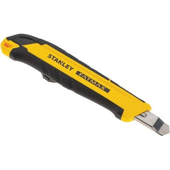 Stanley - Snap Utility Knife - 3.4" Carbon Steel Blade, Yellow & Black Bi-Material -ABS/TPR Handle, 1 Blade Included - All Tool & Supply