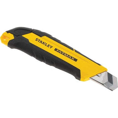 Stanley - Snap Utility Knife - 4.35" Carbon Steel Blade, Yellow & Black Bi-Material -ABS/TPR Handle, 1 Blade Included - All Tool & Supply