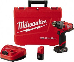 Milwaukee Tool - 12 Volt 1/2" Chuck Pistol Grip Handle Cordless Drill - 0-1700 RPM, Keyless Chuck, Reversible, 2 Lithium-Ion Batteries Included - All Tool & Supply