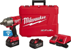 Milwaukee Tool - 3/4" Drive 18 Volt Pistol Grip Cordless Impact Wrench & Ratchet - 1,800 RPM, 0 to 2,400 BPM, 1,500 Ft/Lb Torque, 2 Lithium-Ion Batteries Included - All Tool & Supply