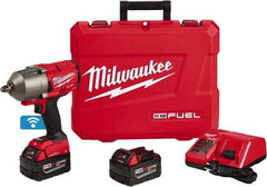 Milwaukee Tool - 1/2" Drive 18 Volt Pistol Grip Cordless Impact Wrench & Ratchet - 1,750 RPM, 0 to 2,100 BPM, 1,400 Ft/Lb Torque, 2 Lithium-Ion Batteries Included - All Tool & Supply