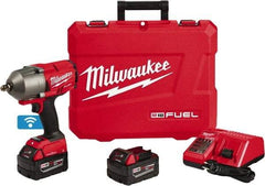 Milwaukee Tool - 1/2" Drive 18 Volt Pistol Grip Cordless Impact Wrench & Ratchet - 1,800 RPM, 0 to 2,400 BPM, 1,100 Ft/Lb Torque, 2 Lithium-Ion Batteries Included - All Tool & Supply