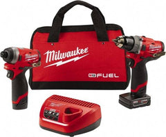 Milwaukee Tool - 12 Volt Cordless Tool Combination Kit - Includes 1/2" Brushless Hammer Drill/Driver & 1/4" Hex Impact Driver, Lithium-Ion Battery Included - All Tool & Supply