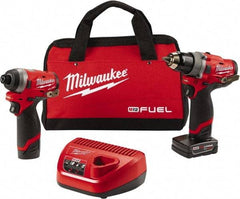 Milwaukee Tool - 12 Volt Cordless Tool Combination Kit - Includes 1/2" Compact Drill/Driver & 1/4" Hex Impact Driver, Lithium-Ion Battery Included - All Tool & Supply