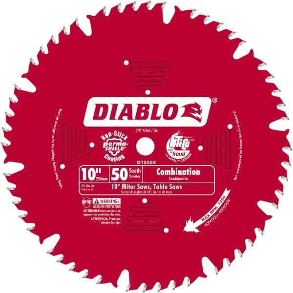 Freud - 10" Blade Diam, 50 Teeth, Carbide-Tipped Cold Saw Blade - 1" Arbor Hole Diam, 0.071" Blade Thickness - All Tool & Supply