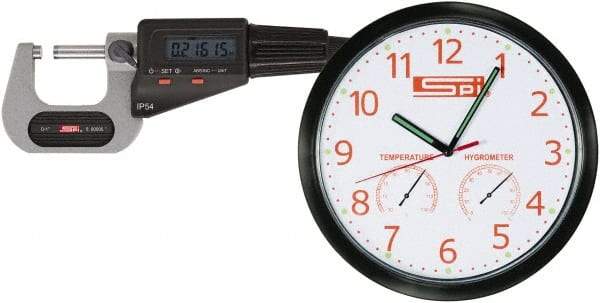 SPI - 0 to 1" Range, 0.00005" Resolution, Standard Throat IP54 Electronic Outside Micrometer - 0.00016" Accuracy, Friction Thimble, Carbide-Tipped Face, LR44 Battery, Includes NIST Traceable Certification of Inspection - All Tool & Supply