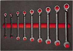 Proto - 9 Piece, 9/32" to 3/4", Spline Combination Wrench Set - Inch Measurement Standard, Black/Chrome Finish, Comes in Roll Pouch - All Tool & Supply