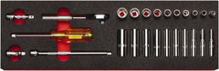 Proto - 25 Piece 1/4" Drive Chrome Finish Deep Well Socket Set - 6 Points, 3/16" to 9/16" Range, Inch Measurement Standard - All Tool & Supply