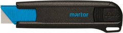 Martor USA - Retractable Utility Knife - 1.53" Blade, Black & Blue Polycarbonate Handle, 1 Blade Included - All Tool & Supply