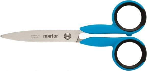 Martor USA - 2.2" LOC, 5.27" OAL Stainless Steel Blunt-Point Scissors - Ambidextrous, Fiberglass Straight Handle, For Fabrics, Paper, Heavy Weight Paper - All Tool & Supply