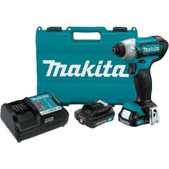 Makita - 12 Volt, 1/4" Drive, 80 Ft/Lb Torque, Cordless Impact Driver - Pistol Grip Handle, 2600 RPM, 2 Lithium-Ion Batteries Included - All Tool & Supply