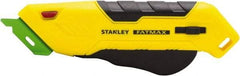 Stanley - Retractable Box Cutter - 2.175" Steel Blade, Yellow & Black Bi-Material Handle, 4 Blades Included - All Tool & Supply