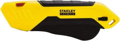 Stanley - Retractable Safety Utility Knife - 2.175" Steel Blade, Yellow & Black Bi-Material Handle, 1 Blade Included - All Tool & Supply