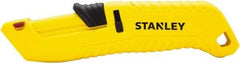 Stanley - Retractable Safety Utility Knife - 2.175" Steel Blade, Yellow & Black Contoured Plastic Handle, 4 Blades Included - All Tool & Supply