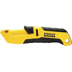 Stanley - Retractable Safety Utility Knife - 2.175" Steel Blade, Yellow & Black Ergonomic Non-slip Grips Handle, 4 Blades Included - All Tool & Supply