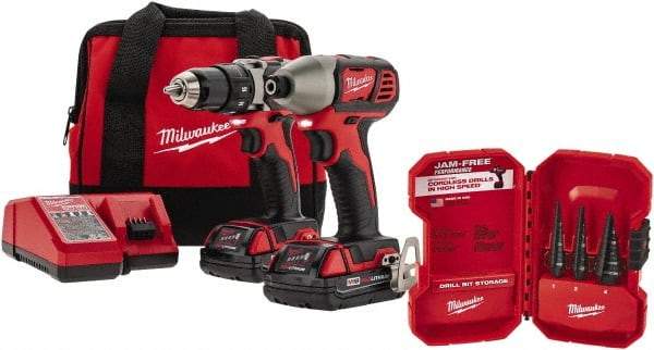 Milwaukee Tool - 18 Volt Cordless Tool Combination Kit - Includes Compact Drill/Driver & Impact Driver, Lithium-Ion Battery Included - All Tool & Supply