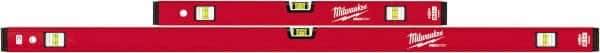 Milwaukee Tool - Magnetic 24" & 48" Long 6 Vial Box Beam Level - Aluminum, Red, 2 Level & 4 Plumb Vials - All Tool & Supply