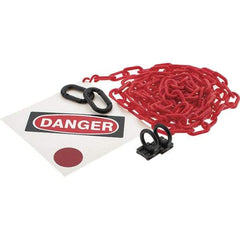 PRO-SAFE - 8" High Pedestrian Danger Sign Kit - 12' Long Plastic Rope - All Tool & Supply