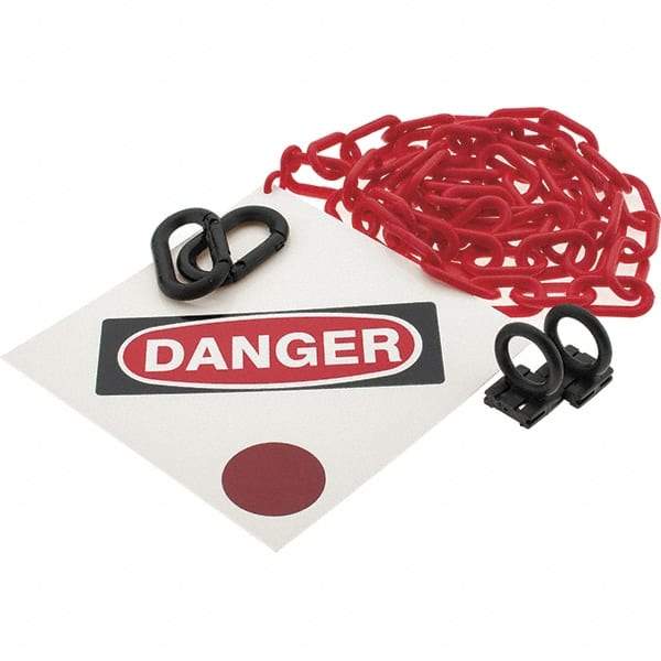 PRO-SAFE - 8" High Pedestrian Danger Sign Kit - 6' Long Plastic Rope - All Tool & Supply