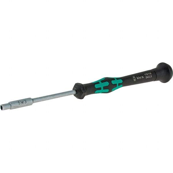 Wera - 3mm Solid Shaft Precision Nutdriver - Cushion Grip Handle, 6-1/4" OAL - All Tool & Supply