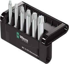 Wera - 6 Piece, 1/4" Drive Screwdriver Bit Set - T10 to T40 Torx - All Tool & Supply