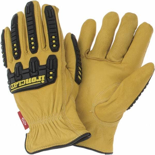 ironCLAD - Size XL (10), ANSI Cut Lvl A3, Puncture Lvl 3, Abrasion Lvl 4, Cut Resistant Gloves - 10" Long, Uncoated, Open Cuff, Golden, Paired - All Tool & Supply