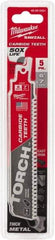 Milwaukee Tool - 6" Long x 1" Thick, Carbide Reciprocating Saw Blade - Straight Profile, 7 TPI, Toothed Edge, Universal Shank - All Tool & Supply