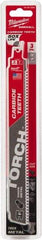 Milwaukee Tool - 9" Long x 1" Thick, Carbide Reciprocating Saw Blade - Straight Profile, 7 TPI, Toothed Edge, Universal Shank - All Tool & Supply